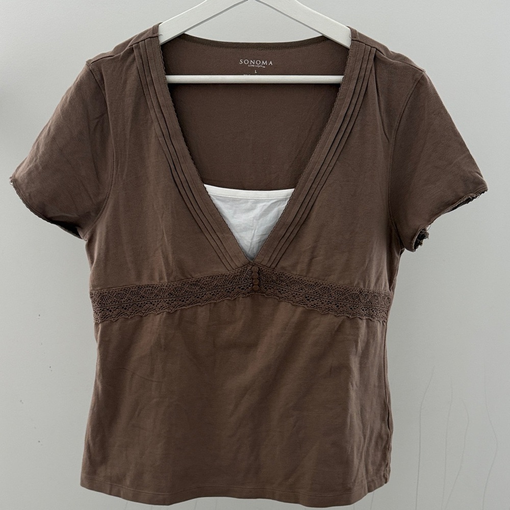 Sonoma Chocolate Brown Short Sleeve Top